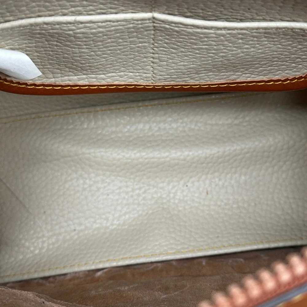 Dooney & Bourke Vintage All Weather Leather Satchel Cream Tan Doctor Bag Handbag